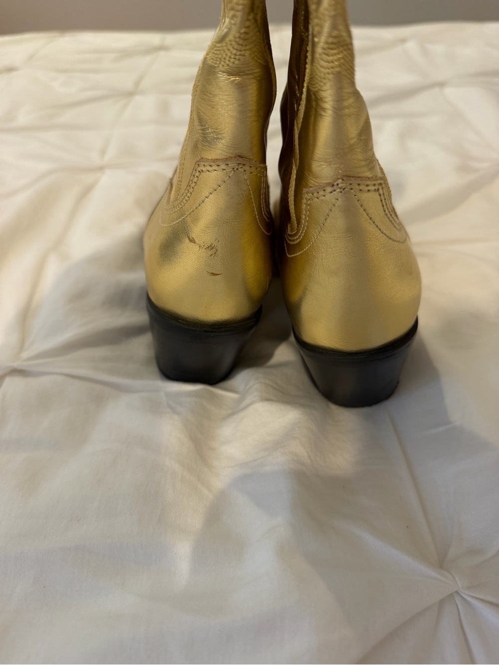 Jeffrey Campbell Dagget Gold Leather Cowboy Boots - Picture 5 of 8